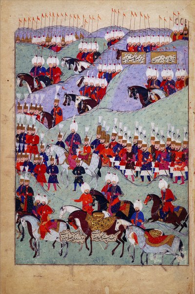 Begravelse af Sultan Suleyman den storslåede, Sultan Suleymans historie, Istanbul, Tyrkiet, 1579 (blæk og farve på papir) af Jean Baptiste Vanmour
