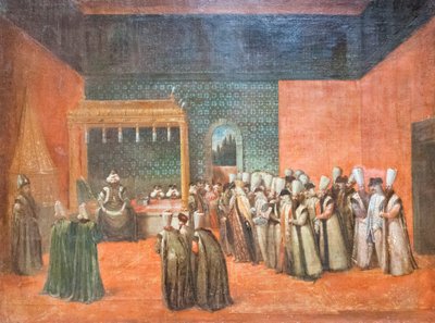 Sultan Ahmed III modtager en europæisk ambassadør, ca. 1725 (olie på lærred) af Jean Baptiste Vanmour