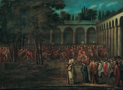 Ambassadørdelegationen, der passerer gennem den anden gård i Topkapı -paladset af Jean Baptiste Vanmour