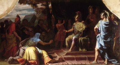 Alexander den Store modtog nyheden om dødsfaldet ved afbrænding af gymnosof Calanus af Jean Baptiste de Champaigne