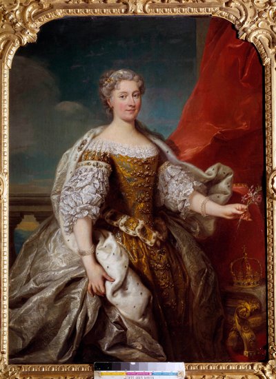 Portræt af Catherine Bnin Opalinska, hustru til Stanislas Lescinski, dronning af Polen, dengang hertuginde af Lorraine og Bar (1680-1747) Maleri af Jean Baptiste Van Loo (1684-1745) 1725 Søn. 1,41x1,12 m af Jean Baptiste van Loo