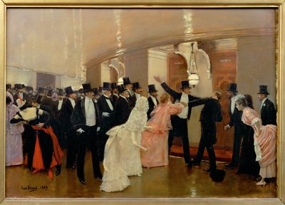 Skænderi i operaens korridor (maleri på lærred) af Jean Beraud