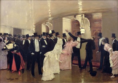 Et argument i operaens korridorer, 1889 af Jean Beraud