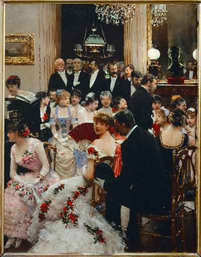 En underholdende aften (maleri på lærred) af Jean Beraud