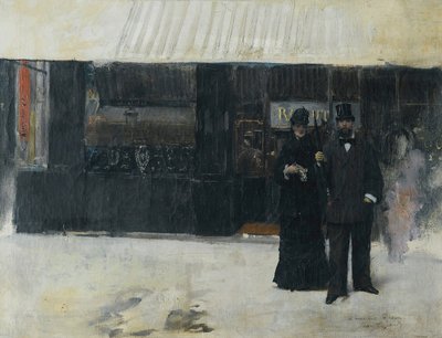Par foran en smykkebutik (olie på lærred) af Jean Beraud