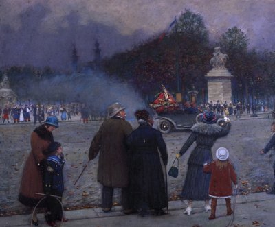 Tysk flag båret til Invalides, ca. 1914. af Jean Beraud