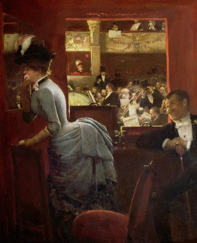 The Bathtub, at the Variety Theatre The Theatre Box at the Variety, 1883. af Jean Beraud