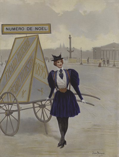 La Reclame de lAvenir (Fremtidens reklame). Forsideillustration fra Le Figaro Illustre, december 1895 af Jean Beraud