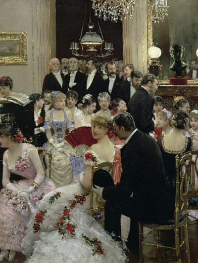 Aftenen - Omkring klaveret, ca. 1880. af Jean Beraud