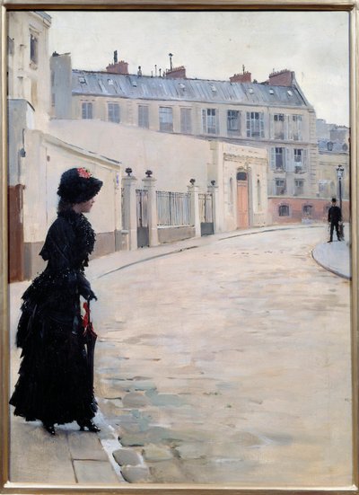 Waiting, rue de Chateaubriand i Paris Maleri af Jean Beraud (1849-1935) af Jean Beraud