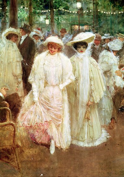 The Gardens of Paris, eller The Beautys of the Night, 1905 (detaljer fra 19977) af Jean Beraud