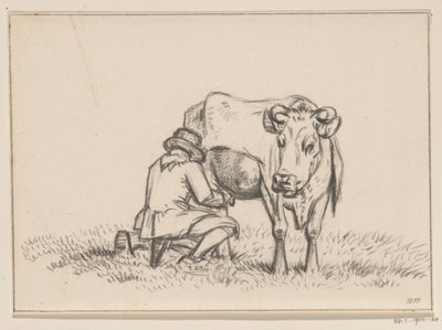 En ko bliver malket af Jean Bernard