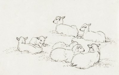 Seks liggende lam (1820) af Jean Bernard
