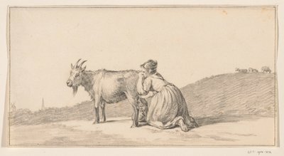 Kvinde malker en ged af Jean Bernard