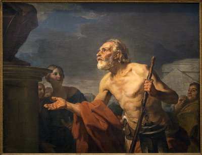 Diogene beder om almone til statuer. (Sinope Diogene kaldet kynisk, omkring 413-omkring 327 f.Kr.). Maleri af Jean Bernard Restout (1732-1797), olie på lærred af Jean Bernard Restout