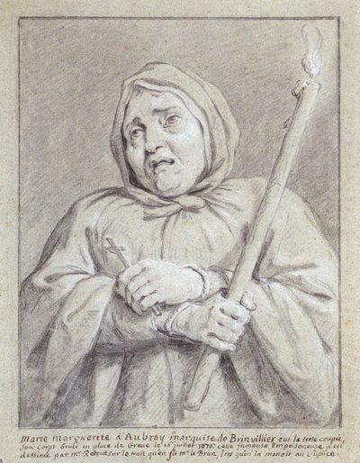 Marquise de Brinvilliers på vej mod sin død (kridt og blyant på papir) af Jean Bernard Restout