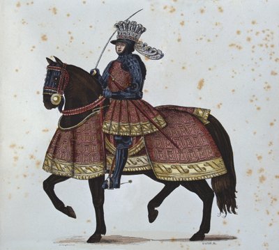 Ludvig XII på vej ind i Genova, indgraveret af Gautier efter en illustration i 