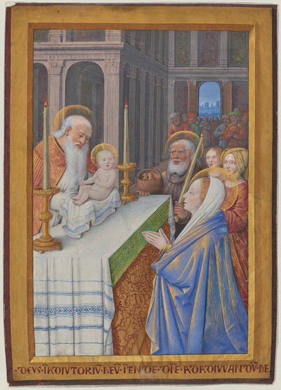 Die Darstellung im Tempel af Jean Bourdichon