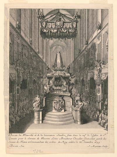 Catafalque of Louis Boucherat, Second State, St. Gervais, Paris af Jean Bérain, the Elder