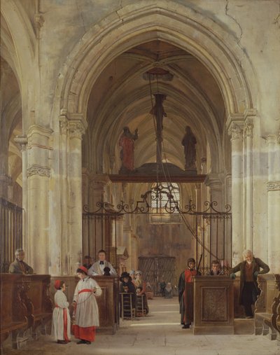 Interiør af St. Prix-kirken, Valle de Montmorency, 1828 af Jean Bruno Gassies
