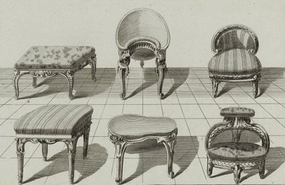 Skamler, toiletbideter, fodskammel, udgivet i midten af ​​1770