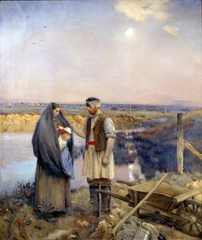 Dagen skabte en bondefamilie. Maleri af Jean Charles Cazin (1841-1901) søn. 1,99x1,66 m 1888 Paris, musee d