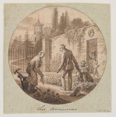 Design til en malet porcelænstallerken, Les Anémones (Anemoner) til Service de la Culture des Fleurs (Blomsterdyrkningstjeneste) af Jean Charles Develly