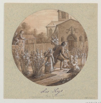 Design til en malet porcelænstallerken, Les Lys (Lillies) fra Service de la Culture des Fleurs (Flower Cultivation Service) af Jean Charles Develly
