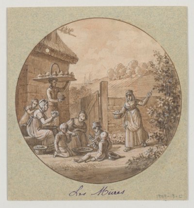 Design til en malet porcelænstallerken, Les Müres (Mulberries) fra Service des Objets de Dessert (Dessertservice) af Jean Charles Develly