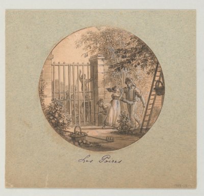 Design til en malet porcelænstallerken, Les Poires (pærer) fra Service des Objets de Dessert (Dessertservice) af Jean Charles Develly
