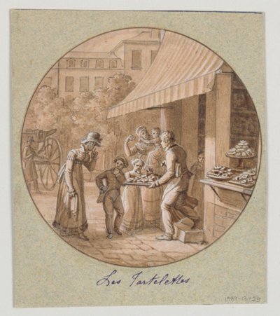 Design til en malet porcelænstallerken, Les Tartelettes (Små tærter) til Service des Objets de Desserts (Dessertservice) af Jean Charles Develly
