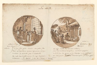 Designs til malede porcelænstallerkener, Les Ananas (ananas) fra Service des Objets de Dessert (Dessertservice) af Jean Charles Develly