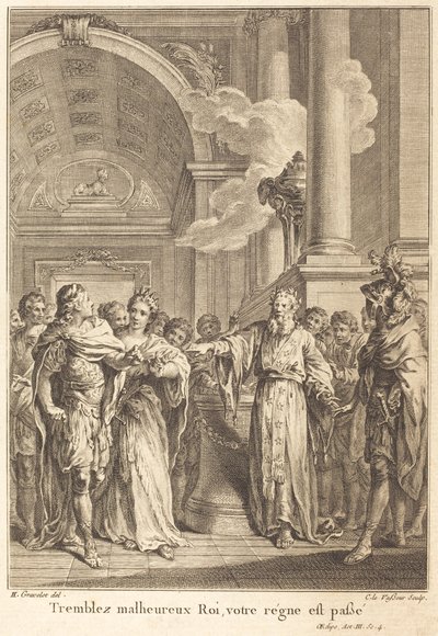 Skælv ulykkelig konge, din regeringstid er forbi af Jean Charles Levasseur after Hubert François Gravelot