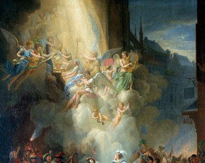 Detalje af "" Omvendelsen af Henri de Joyeuse"" (1500-tallet). Musiker engle. Maleri af Jean Charles Tardieu (1765-1830) af Jean Charles Tardieu