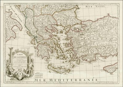 1780 kort - Carte de la Grece Dressee sur un grand nombre de memoires anciens et nouveaux, Sur ceux de Mrs. Whele et Tournefort af Jean Claude Dezauche