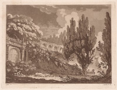 Trapper i en italiensk have, 1766. af Jean Claude Richard Saint Non