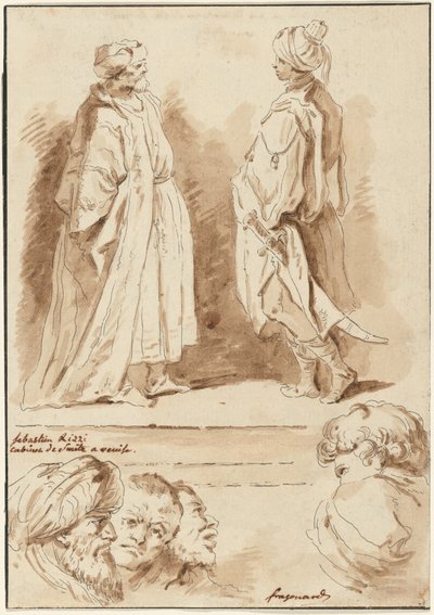 Detaljer fra "The Adoration of the Magi" og "The Pool at Bethesda" af Jean Claude Richard de Saint Non after Jean Honoré Fragonard after Sebastiano Ricci
