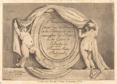 Titelside: Ovalt design fra kirken San Michele de Bosco, Bologna af Jean Claude Richard de Saint Non after Jean Honoré Fragonard after Carlo Cignani