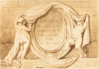 Titelside: Ovalt design fra kirken San Michele de Bosco, Bologna af Jean Claude Richard de Saint Non after Jean Honoré Fragonard after Carlo Cignani