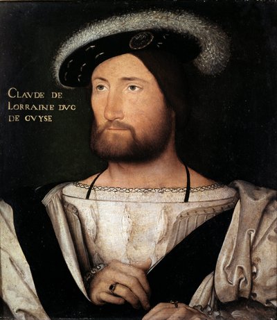 Portræt af Claude de Lorraine, hertug af Guise, maleri af Jean Clouet, konserveret på Palatinergalleriet i Pitti Palace, Firenze - Renæssancekunst: Portræt af Claude de Lorraine, hertug af Guise (1496-1550). Maleri af Jean Clouet (1475-1541), Oil on Wo af Jean Clouet