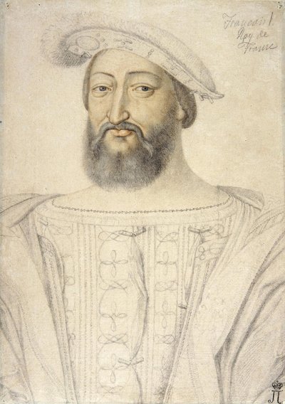 Portræt af Frans I (1494-1547), konge af Frankrig par Clouet, Jean (ca. 1485-1541). Sort kridt og sangvin på papir, størrelse: 31,6x22,5, første halvdel af 1500-tallet, State Hermitage, St. Petersburg af Jean Clouet