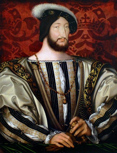 Portræt af Frans I 1494-1547, konge af Frankrig, hertug af Bretagne, greve af Provence, ca 1530 af Jean Clouet