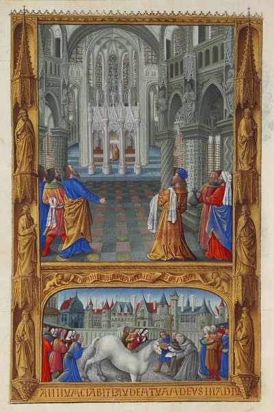 Les Très Riches Heures du Duc de Berry, Folio 129v - Det hellige sakramente af Jean Colombe