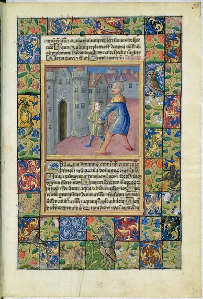 Fru Lat. Q.v.I.126 The Healing of the Blind Man, John 9:1-7 from the Hours of Louis dOrleans, 1469 af Jean Colombe