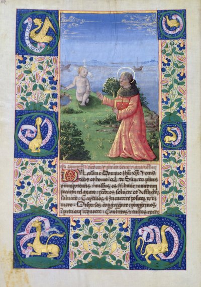 Fru Lat. Q.v.I.126 f.94v Louis af Orleans (1462-1515) beder foran Kristusbarnet, fra Louis dOrleans