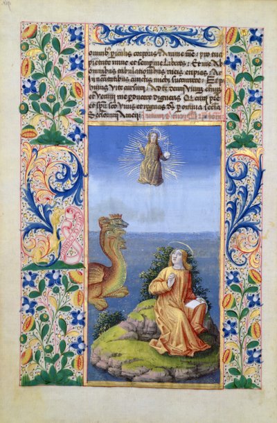 Fru Lat. Q.v.I.126 f.96v St. John the Evangelist på øen Patmos, fra Louis dOrleans