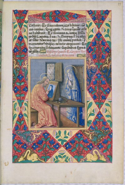 Fru Lat. Q.v.I.126 f.99 St. Luke maler Jomfru Maria, fra Louis dOrleans