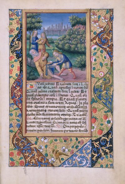 Fru Lat. Q.v.I.126 fol.17 The Drunkenness of Noah, fra Book of Hours of Louis dOrleans, 1490 af Jean Colombe
