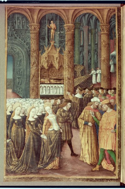 Nouv Acqu Fr 24920 fol.24v Priam foran Hectors grav i Apollontemplet, fra 