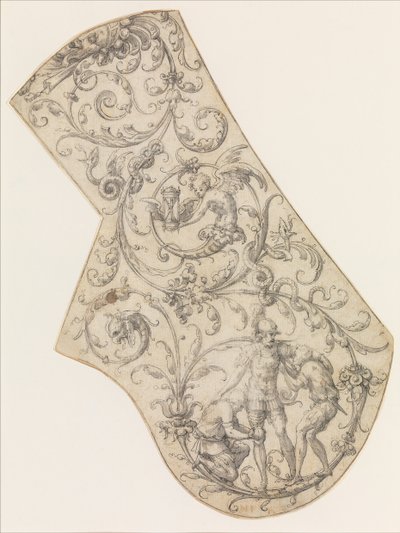 Design til den rigtige Pauldron af en Parade Armor, ca. 1555. af Jean Cousin the Elder.